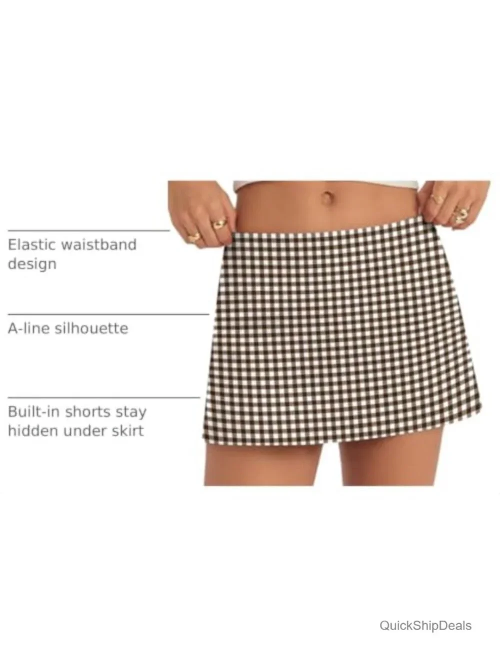 Cotton Linen Blend Mini Skort with Built-in Shorts Y2K A-Line Low Rise
